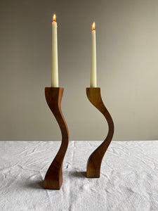 Curvy Wood Candle Holders